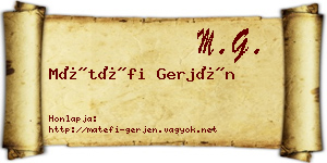 Mátéfi Gerjén névjegykártya